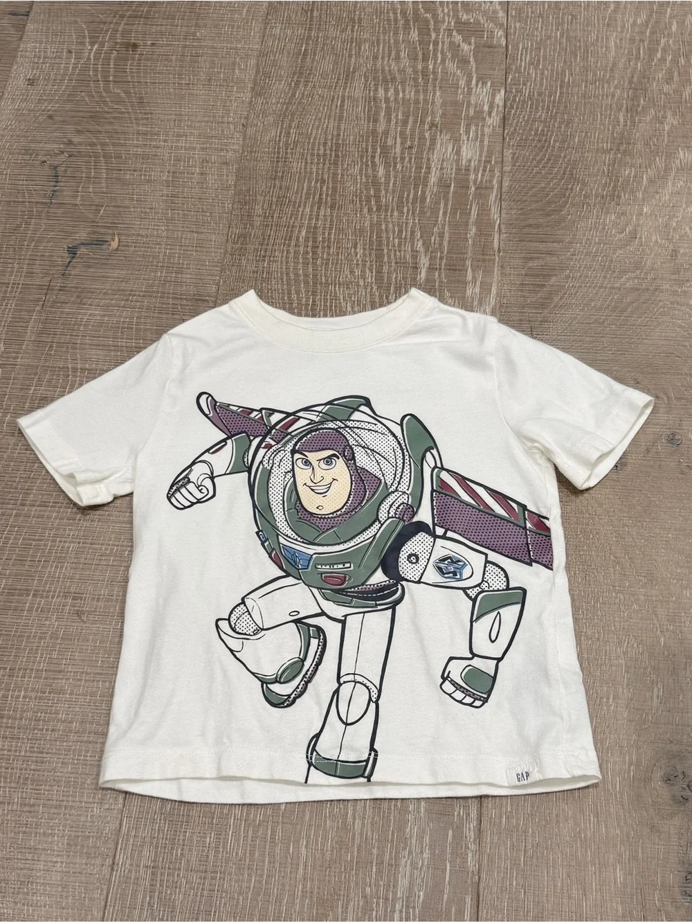 GAP/Pixar 3T Short Sleeve Tees - Green Dino & White Buzz Lightyear Prints